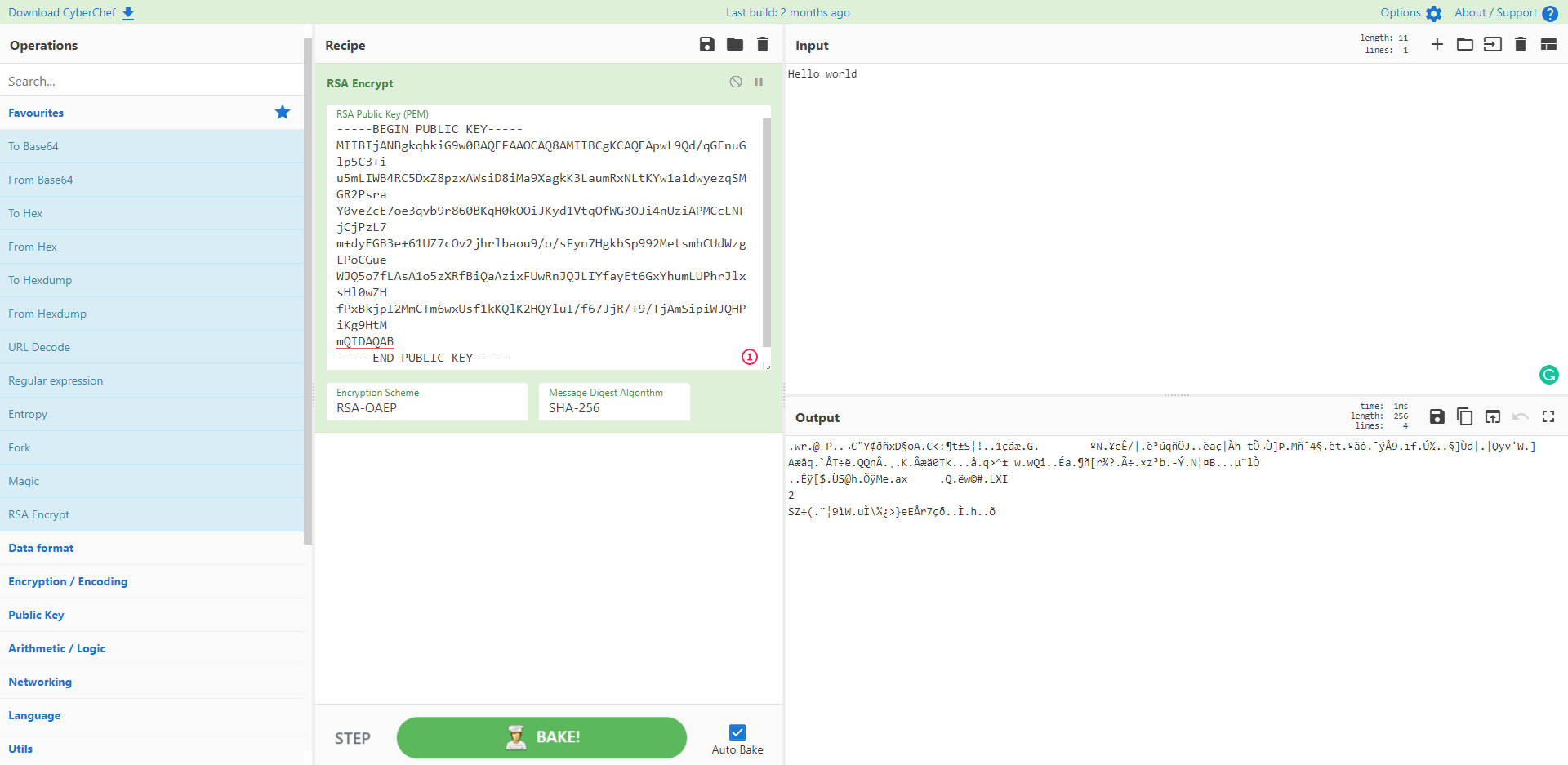encrypting 'Hello world' with RSA